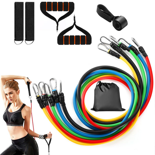 11Pcs Resistance Bands Set Fitness Workout Tubes Exercise Tube Bands Up to 100lbs - Discount Msrp 
