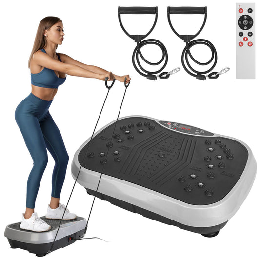 Vibration Exercise Machine With Resistant Bands Remote Control Whole Body Vibration Platform Workout Equipment Home Fitness Training Equipment For Weight Loss Fat Burner - Discount Msrp 