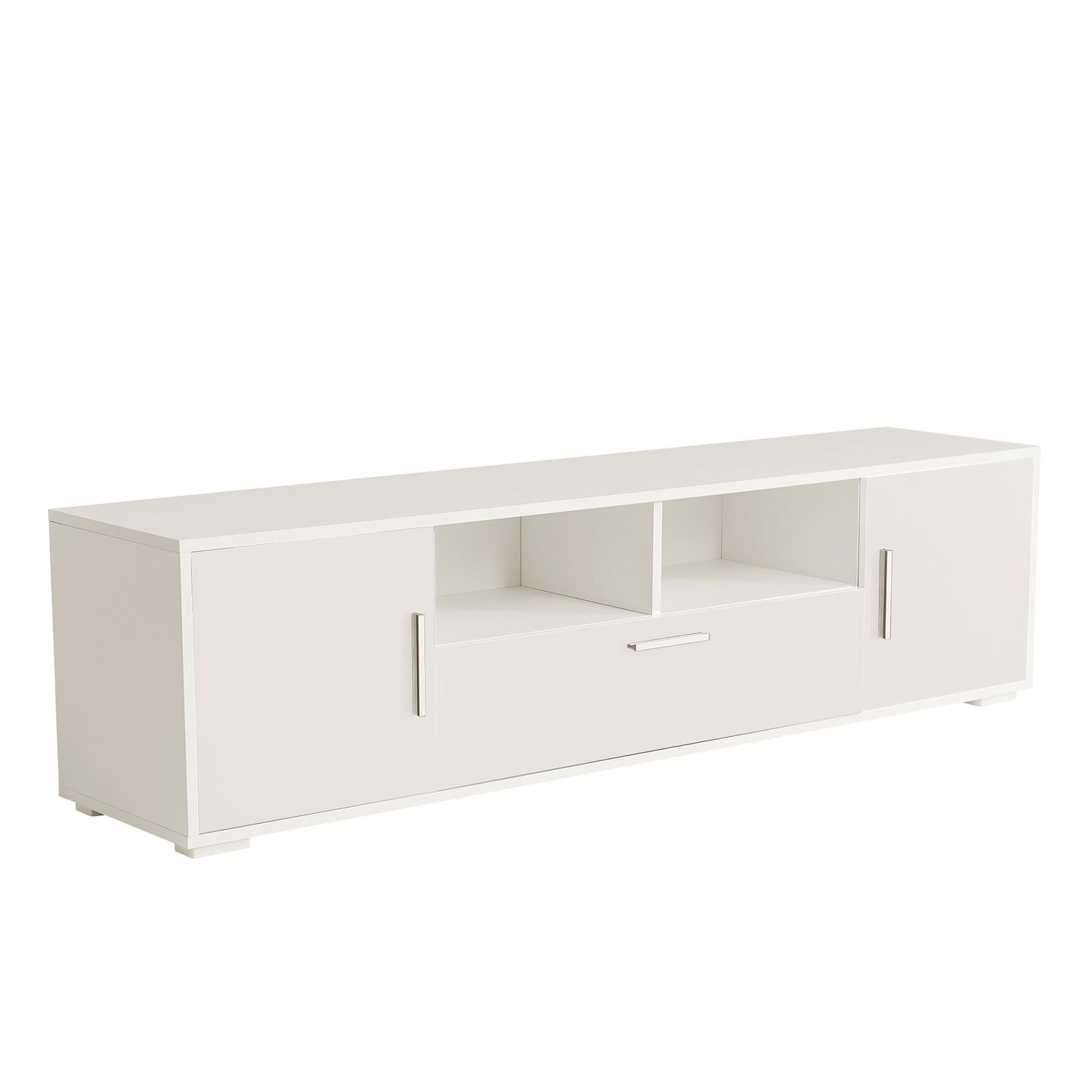 QuickassembleFashionTVstand,TVCabinet,entertainment center TV station,TVconsole,console with LED light belt, light belt can be remote control,with cabinets,open cells,for the living room,bedroom,white - Discount Msrp 