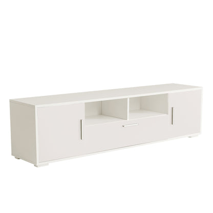 QuickassembleFashionTVstand,TVCabinet,entertainment center TV station,TVconsole,console with LED light belt, light belt can be remote control,with cabinets,open cells,for the living room,bedroom,white - Discount Msrp 