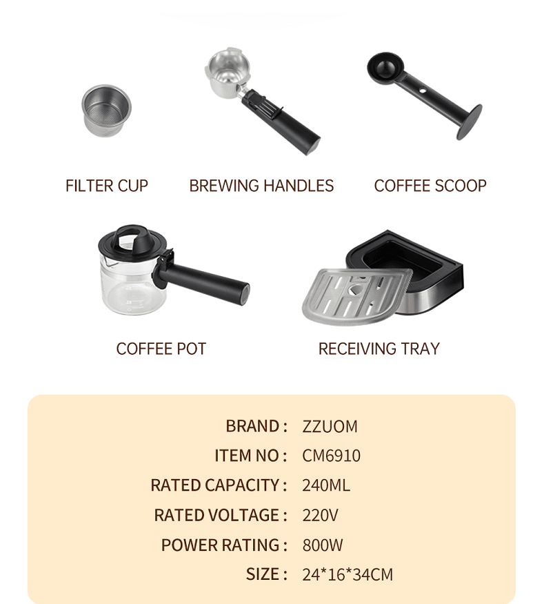 PSCM6910 Semiautomatic high-pressure steam integrated coffee machine Semiautomatic coffee machine espresso coffee extraction steam milk foaming - Discount Msrp 
