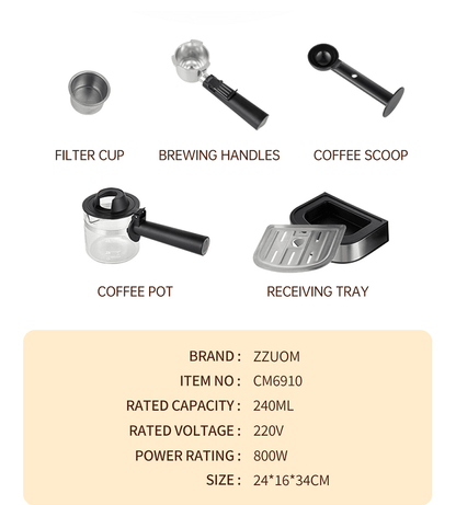 PSCM6910 Semiautomatic high-pressure steam integrated coffee machine Semiautomatic coffee machine espresso coffee extraction steam milk foaming - Discount Msrp 