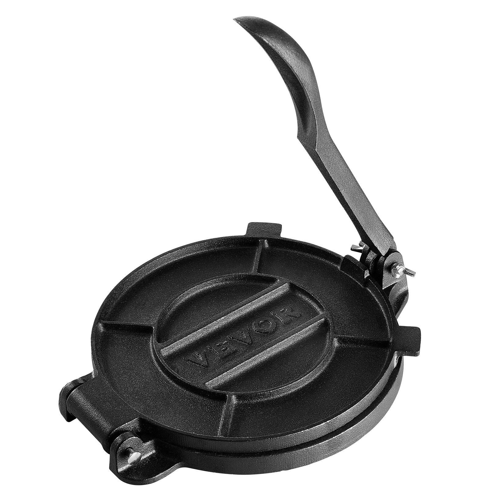 VEVOR Tortilla Press, 10 Inch Tortilla and Roti Maker, Cast Iron Heavy Duty Tortilladora Press, Pre-Seasoned Pataconera Maker with 100 Pcs Parchment Paper, Dough Maker for Flour Tortilla, Tawa, Silver - Discount Msrp 