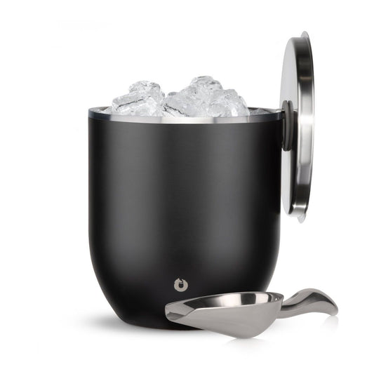 Stainless Steel Ice bucket with Lid and Scoop, Black - Discount Msrp 