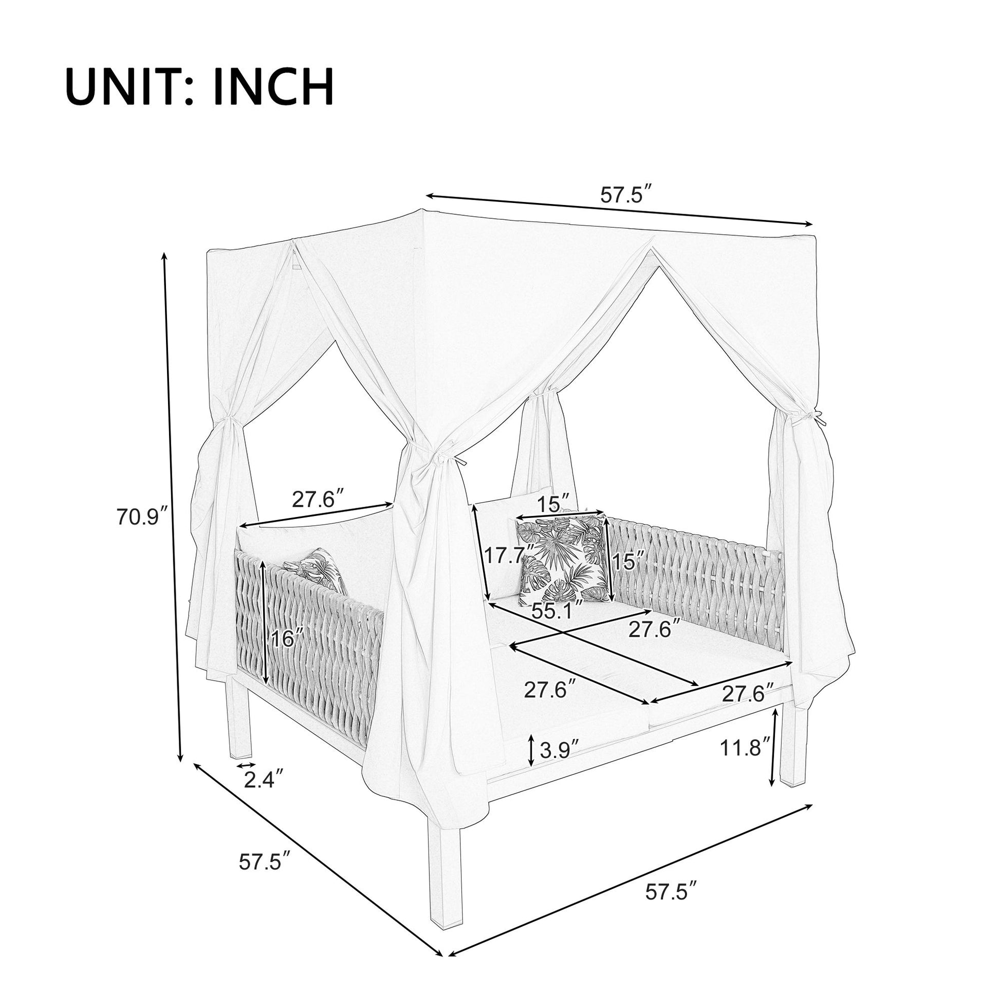 Outdoor Patio Sunbed with Curtains, High Comfort, Suitable for Multiple Scenarios - Discount Msrp 