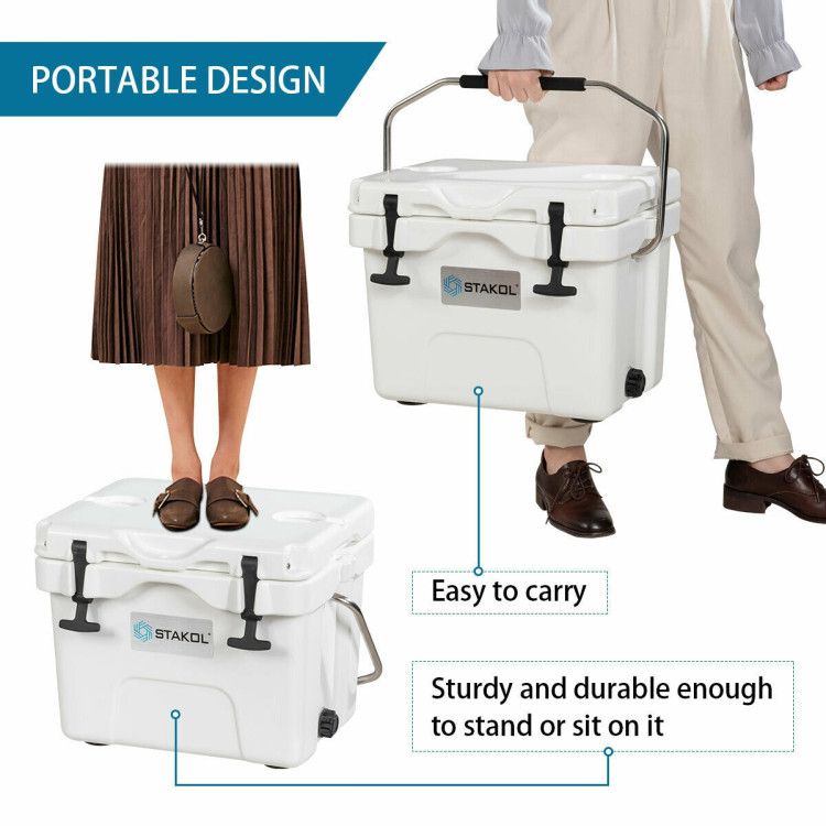 16 Quart 24-Can Capacity Portable Insulated Ice Cooler with 2 Cup Holders - Discount Msrp 