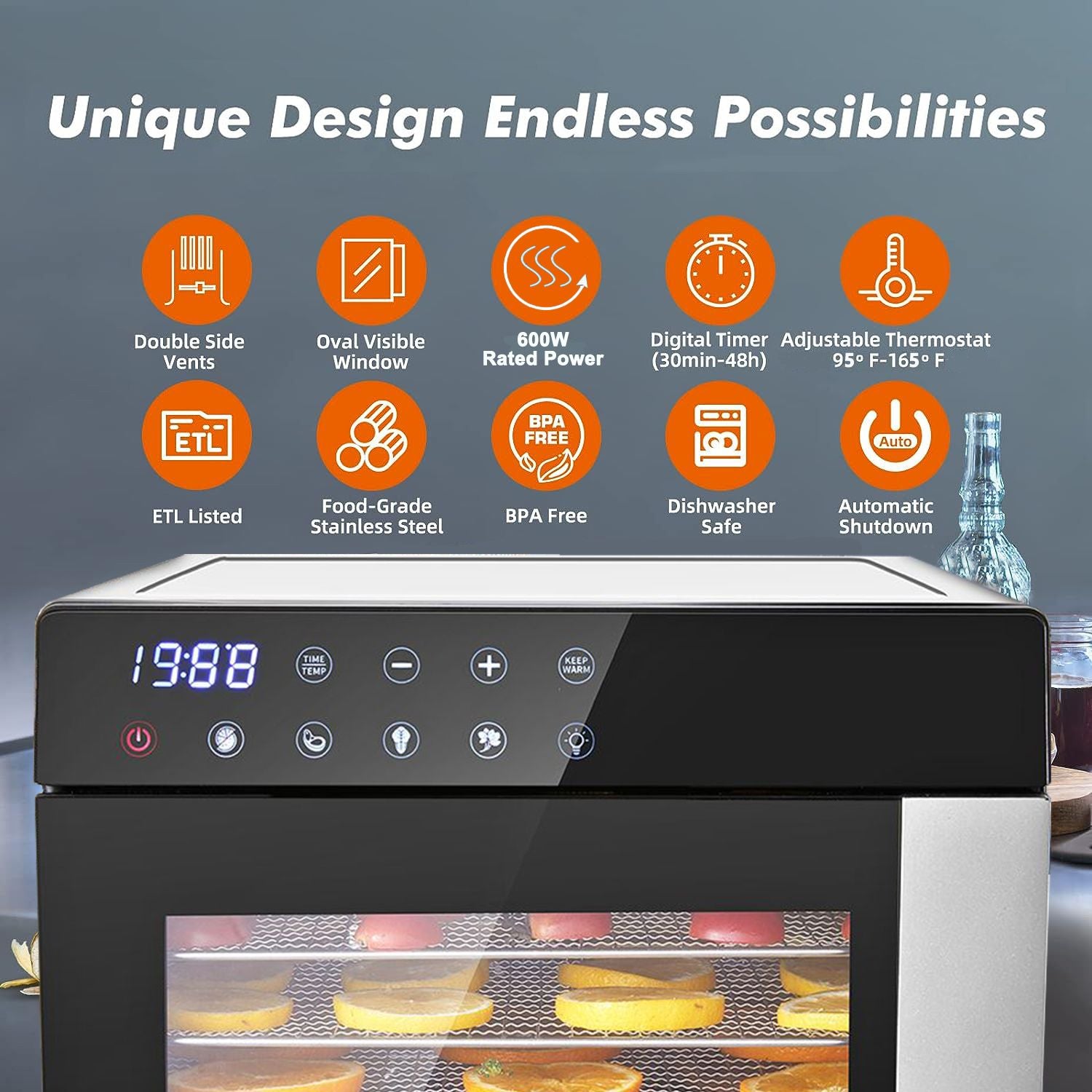 Food Dehydrator Machine 25QT, 8 Trays Stainless Steel Dehydrator Machine, Large Capacity Dehydrators for Food and Jerky, Herbs, Yogurt, Veggies, Dog Treats - Discount Msrp 