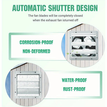 High-speed aluminum wall-mounted exhaust fan, 800/1000 CFM, AC motor, for ventilation and cooling in greenhouses, garages, sheds and shops (without plug) - Discount Msrp 