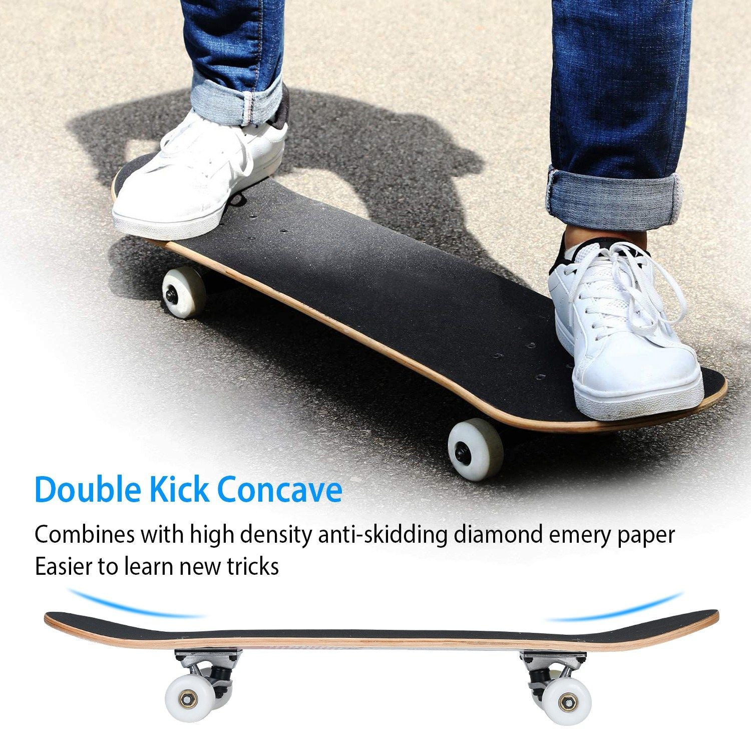 31x8in Skateboards Complete Standard Skate Boards For Girls Boys Beginner 9 Layers Maple Concave Skateboard For Kids Youth Teens - Discount Msrp 