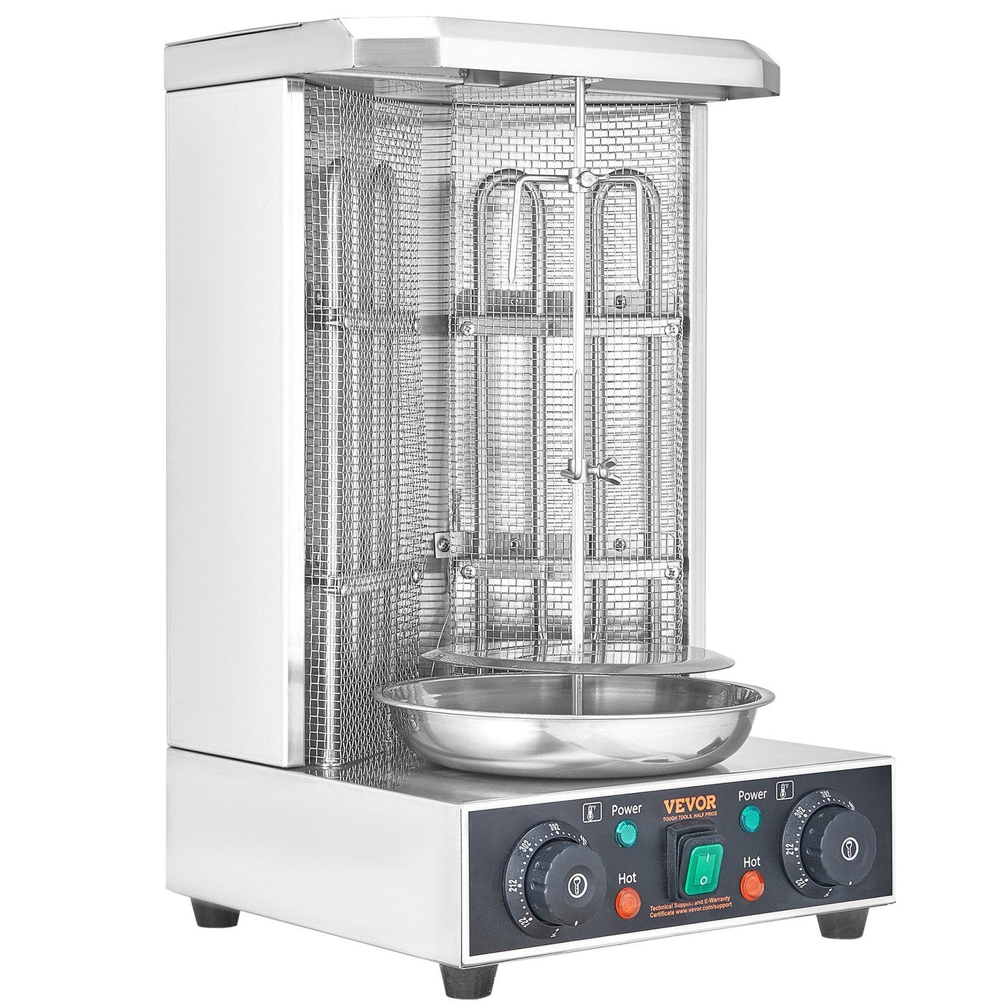 VEVOR Shawarma Grill Machine, 13 lbs Capacity, Chicken Shawarma Cooker Machine with 2 Burners, Electric Vertical Broiler Gyro Rotisserie Oven Doner Kebab Machine, for Home Restaurant Kitchen Parties - Discount Msrp 