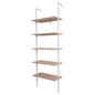 5-Shelf Wood Ladder Bookcase with Metal Frame Industrial 5-Tier Modern Ladder Shelf - Discount Msrp 