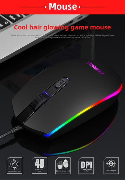 Wired four-piece set set of keyboard and mouse headset mouse pad keyboard set gaming game computer keyboard - Discount Msrp 