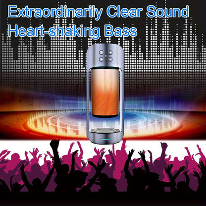 Portable Wireless Flame LED Speaker With Wireless Charger; Speaker With 10 Hours Working Time; 10W Speaker BT 4.2 Version; Mega Bass Sound Quality For Indoor And Outdoor - Discount Msrp 