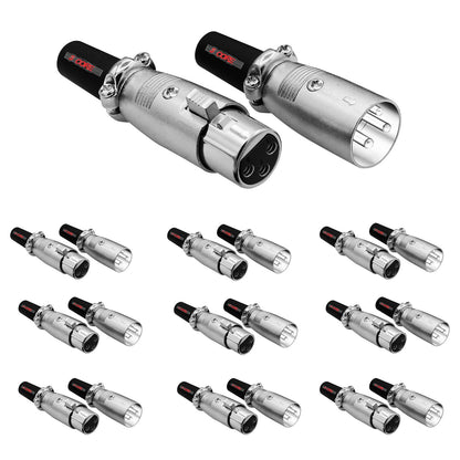 5Core XLR Connector Male Female to 1/4 Audio Jack 3 Pin Secure Mic Plug w Locking Ends - Discount Msrp 