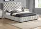 1pc Contemporary Upholstered Queen Bed Tufted Headboard and Footboard Bedroom Furniture Dove Gray - Discount Msrp 