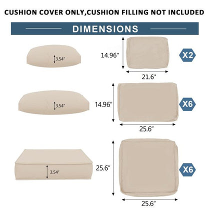 14 PCS Outdoor Cushions for Patio Furniture Replacement, Patio Furniture Cushions with Sponge, Deep Seat Patio Cushions(Beige)[Sale on Temu is banned, can not be shipped on weekends, order carefully] - Discount Msrp 