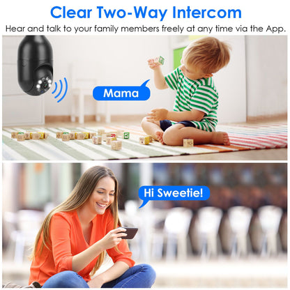 E27 WiFi Bulb Camera 1080P FHD WiFi IP Pan Tilt Security Surveillance Camera - Discount Msrp 