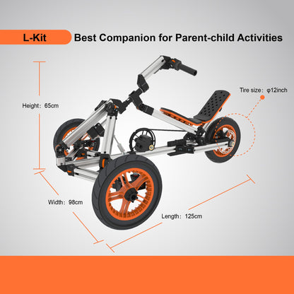 KidRock Buildable Kit 20 in 1 Kids Go Kart Set, Suitable for 1 to 8 Years Old, Two Wheel Bike, Three Wheel Bike, Go Kart, Sit/Stand Scooter, etc. Most Popular L Kit (Non Electric) - Discount Msrp 