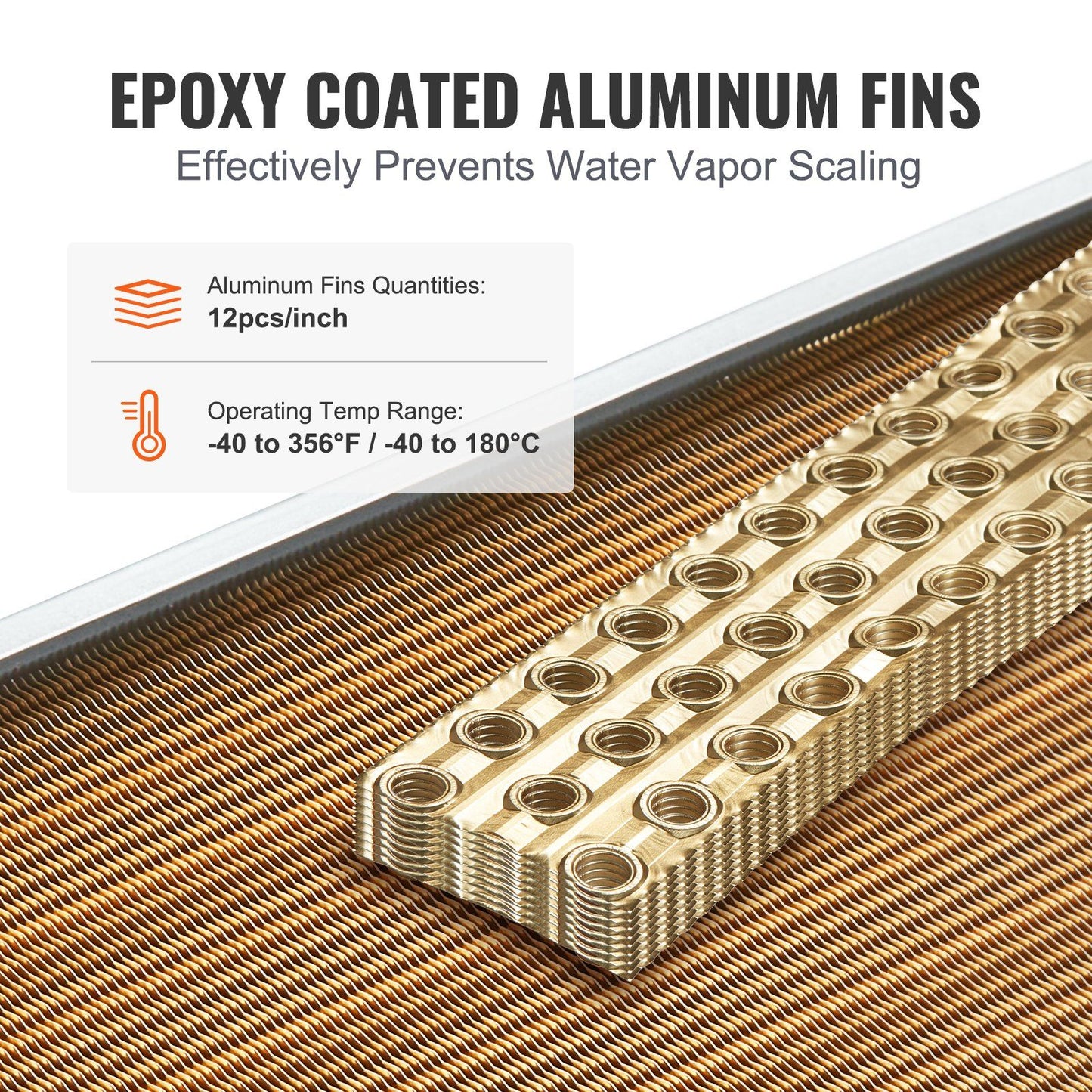 VEVOR Heat Exchanger Water to Air, 20"x 20" with 3-Row 3/8" Copper Ports, 242 Aluminum Fins Heat Exchanger for Outdoor Wood Furnaces, Residential Heating and Cooling, and Forced Air Heating - Discount Msrp 