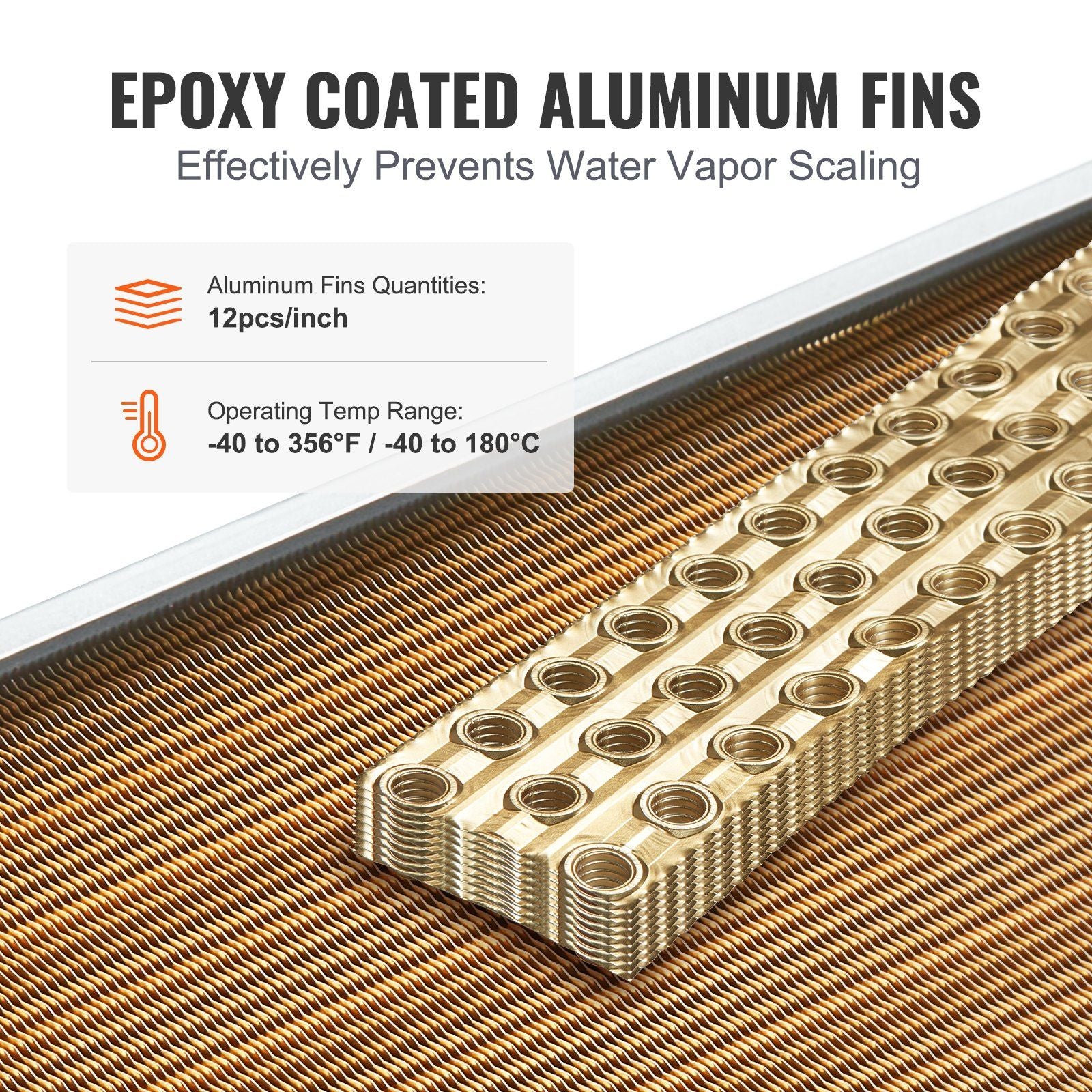 VEVOR Heat Exchanger Water to Air, 20"x 20" with 3-Row 3/8" Copper Ports, 242 Aluminum Fins Heat Exchanger for Outdoor Wood Furnaces, Residential Heating and Cooling, and Forced Air Heating - Discount Msrp 