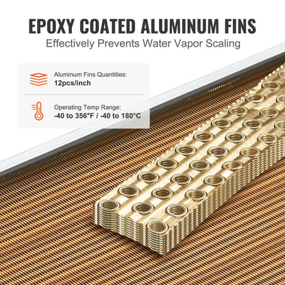 VEVOR Heat Exchanger Water to Air, 20"x 20" with 3-Row 3/8" Copper Ports, 242 Aluminum Fins Heat Exchanger for Outdoor Wood Furnaces, Residential Heating and Cooling, and Forced Air Heating - Discount Msrp 