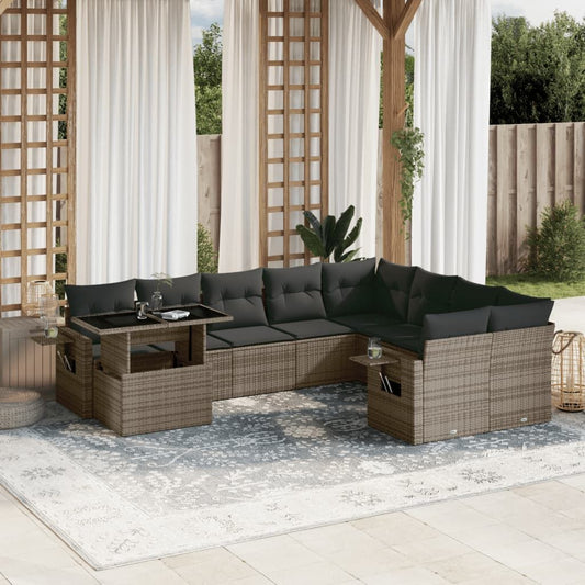 Garden Sofa Set Grey PE rattan 10 Piece Modular Garden Sofa Set - Discount Msrp 