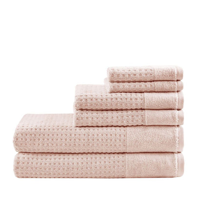 Cotton Waffle Jacquard Antimicrobial Bath Towel 6 Piece Set - Discount Msrp 