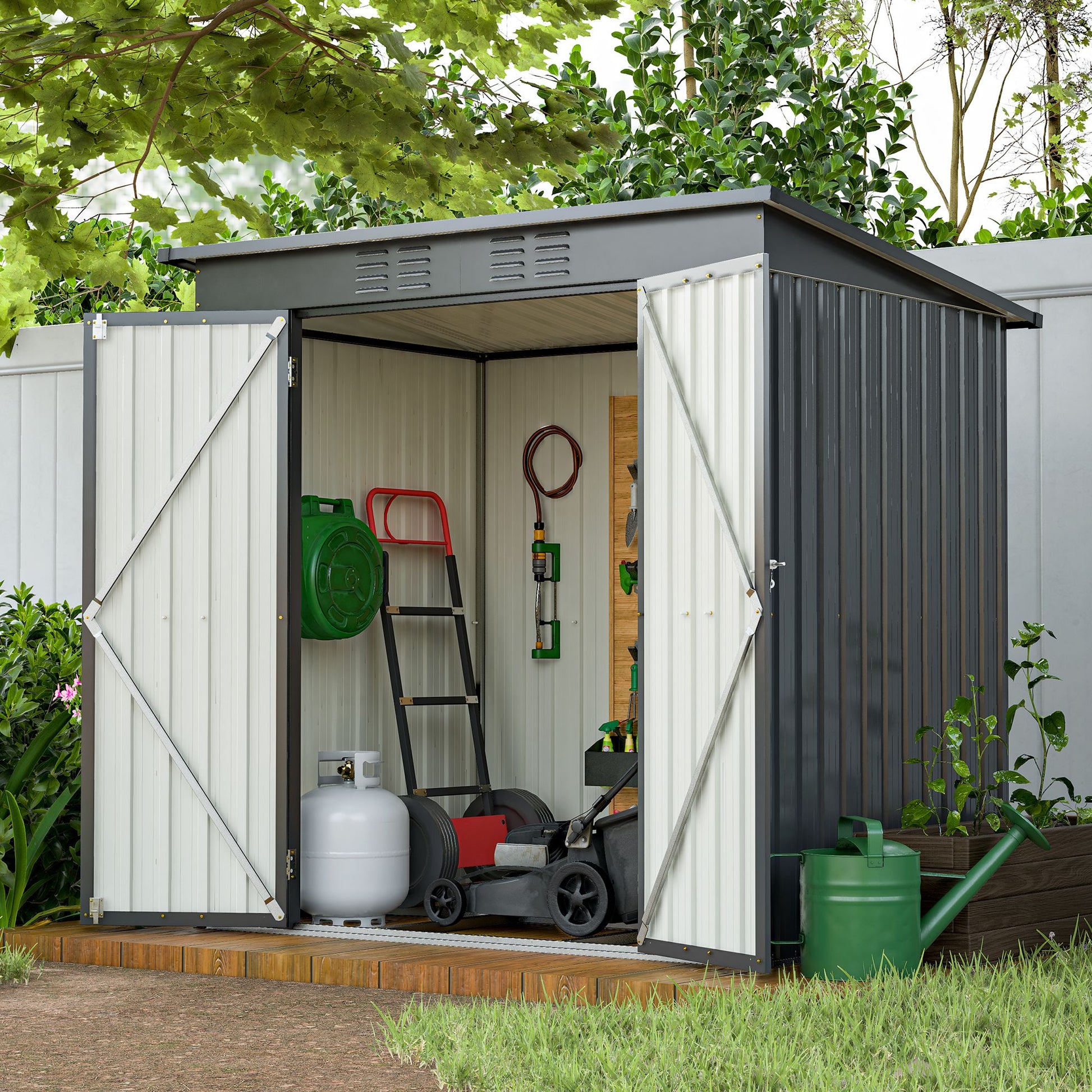 6 x 4 ft Outdoor Storage Shed, All Weather Tool Shed for Garden, Backyard, Lawn, Black - Discount Msrp 