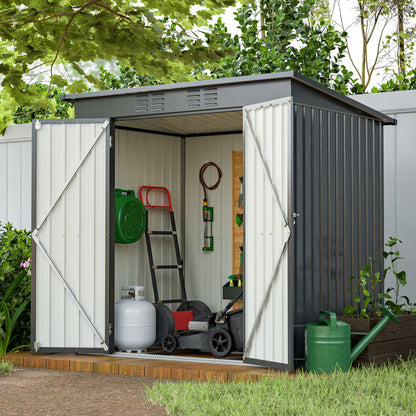 6 x 4 ft Outdoor Storage Shed, All Weather Tool Shed for Garden, Backyard, Lawn, Black - Discount Msrp 