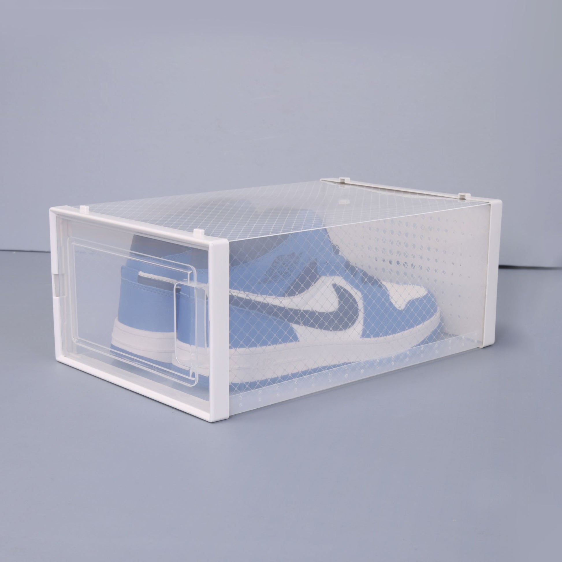 Set of 12 Stackable Clear Plastic Transparent Shoe Storage Box in Home - Discount Msrp 