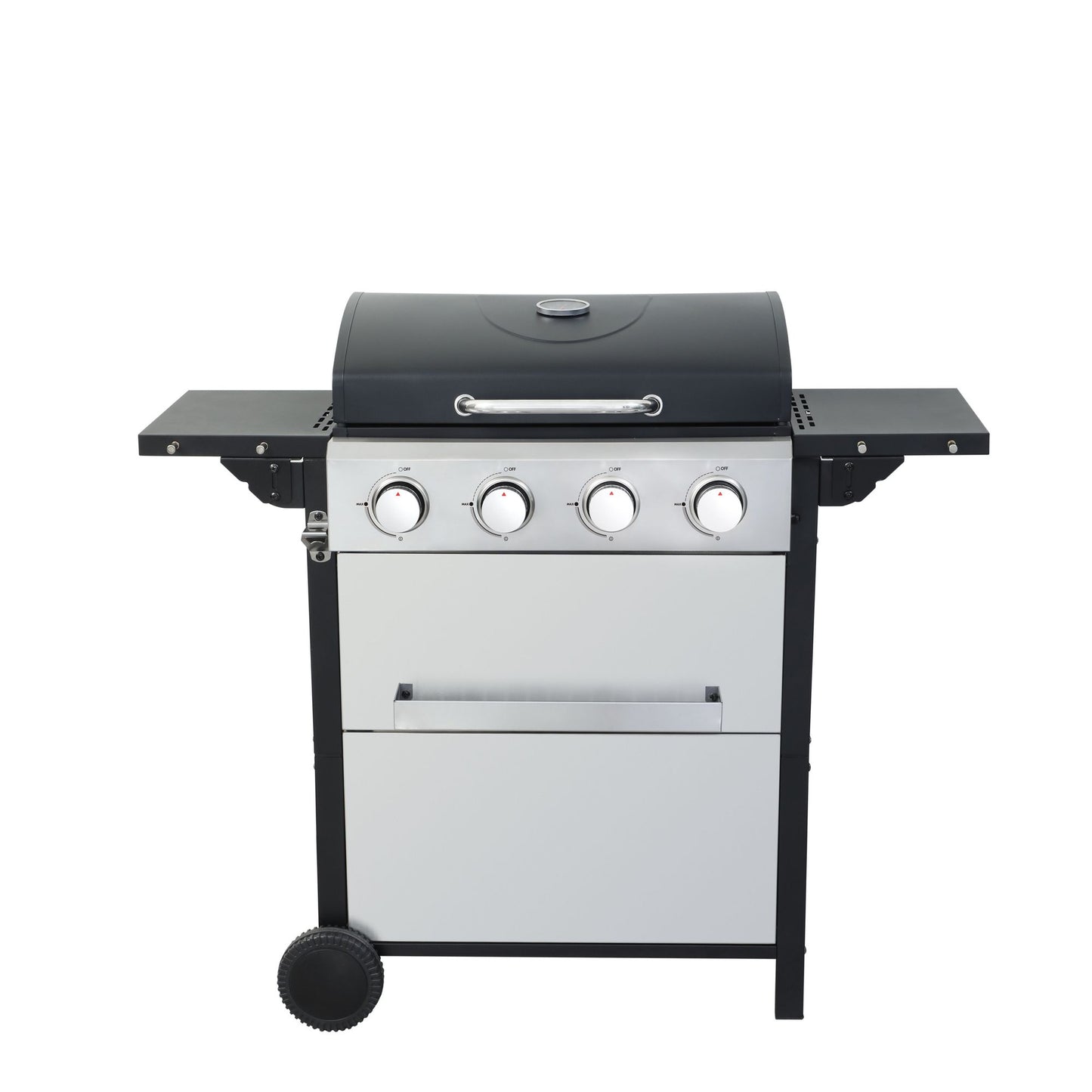 4-Burner Propane Gas BBQ Grill, 34200BTU Output With Wire Enamel Cooking Grids For Outdoor Barbecue, Foldable Side Table, Hanging Basket, Stainless Steel - Discount Msrp 