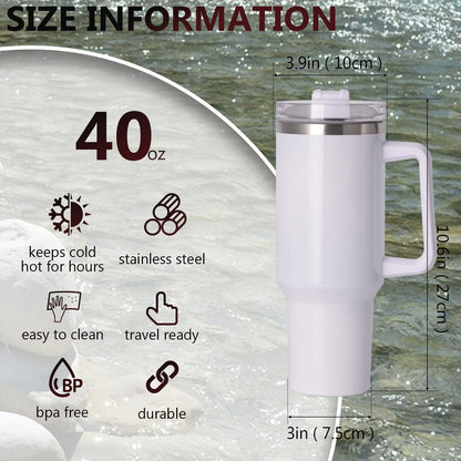 40oz large capacity tumbler With Handle And Straw Lid, Insulated Reusable Stainless Steel Water Bottles Travel Mug Coffee Cup car cup water cup For Men Women Outdoor Camping Driving, gift - Discount Msrp 