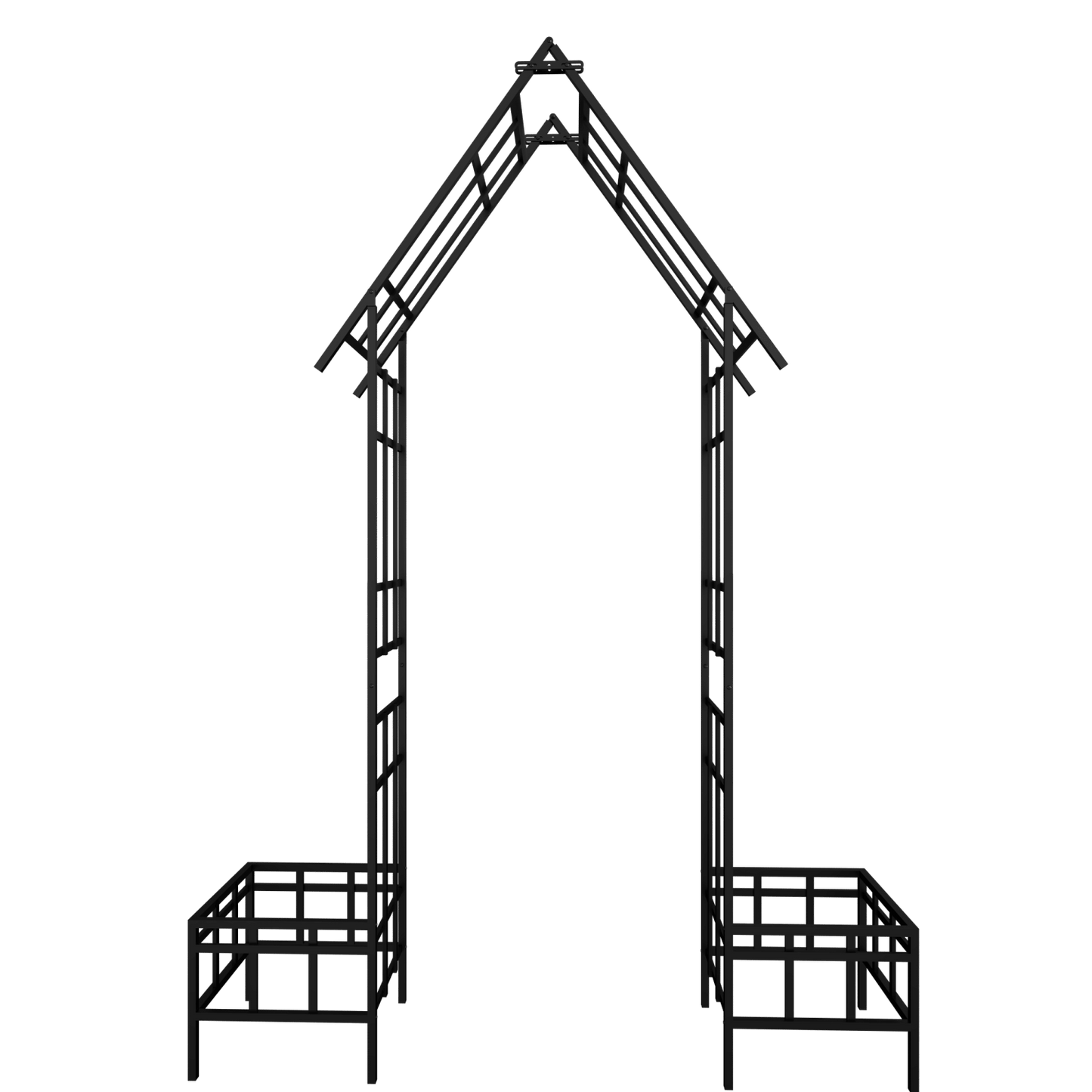 Metal Garden Arch with Adjustable Width W68.11''~W94.29'' Climbing Plants Support Rose Arch Outdoor Black - Discount Msrp 