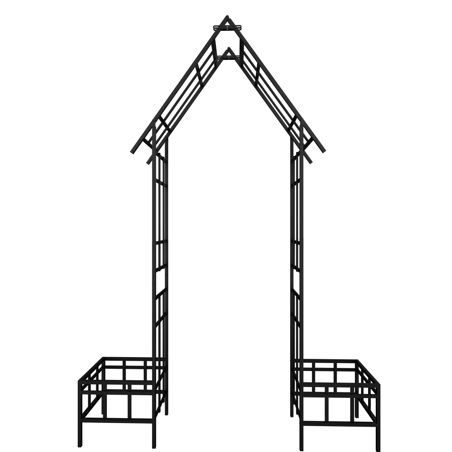 Metal Garden Arch with Adjustable Width W68.11''~W94.29'' Climbing Plants Support Rose Arch Outdoor Black - Discount Msrp 
