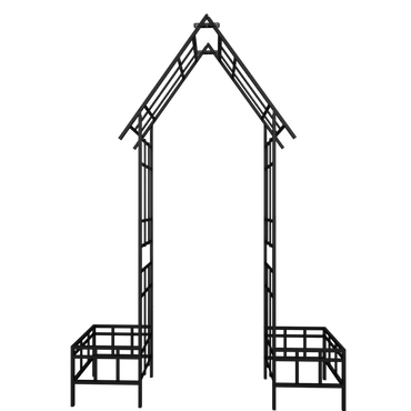 Metal Garden Arch with Adjustable Width W68.11''~W94.29'' Climbing Plants Support Rose Arch Outdoor Black - Discount Msrp 
