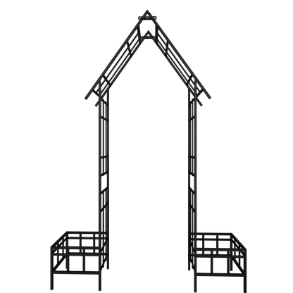 Metal Garden Arch with Adjustable Width W68.11''~W94.29'' Climbing Plants Support Rose Arch Outdoor Black - Discount Msrp 