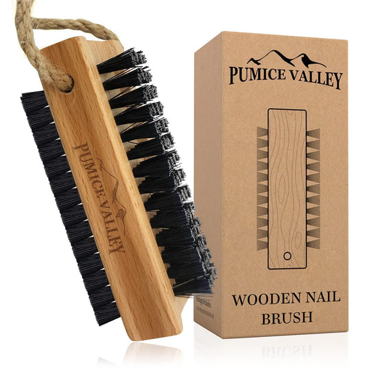 Wooden Cleaning Finger Nail Brush with Nylon Charcoal Bristles & Hanging Rope Double Sided Fingernail Brush for Scrubbing Fingernails and Toes Beechwood - Discount Msrp 