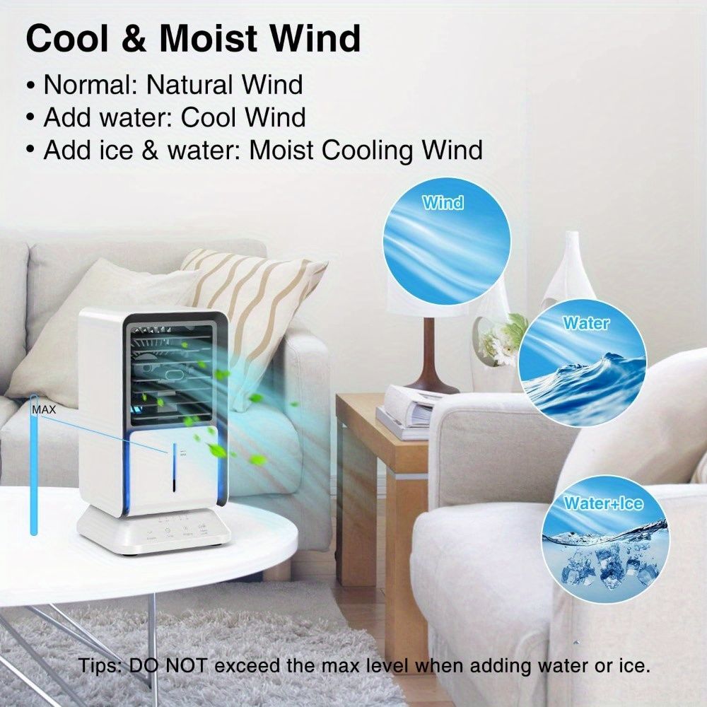 Portable Air Conditioner, Mini Personal Oscillating Air Conditioner Small Air Cooler Cooling Fan, Evaporative Cooler Desk Fan with Timer Function and Night Light for Home Office Bedroom - Discount Msrp 