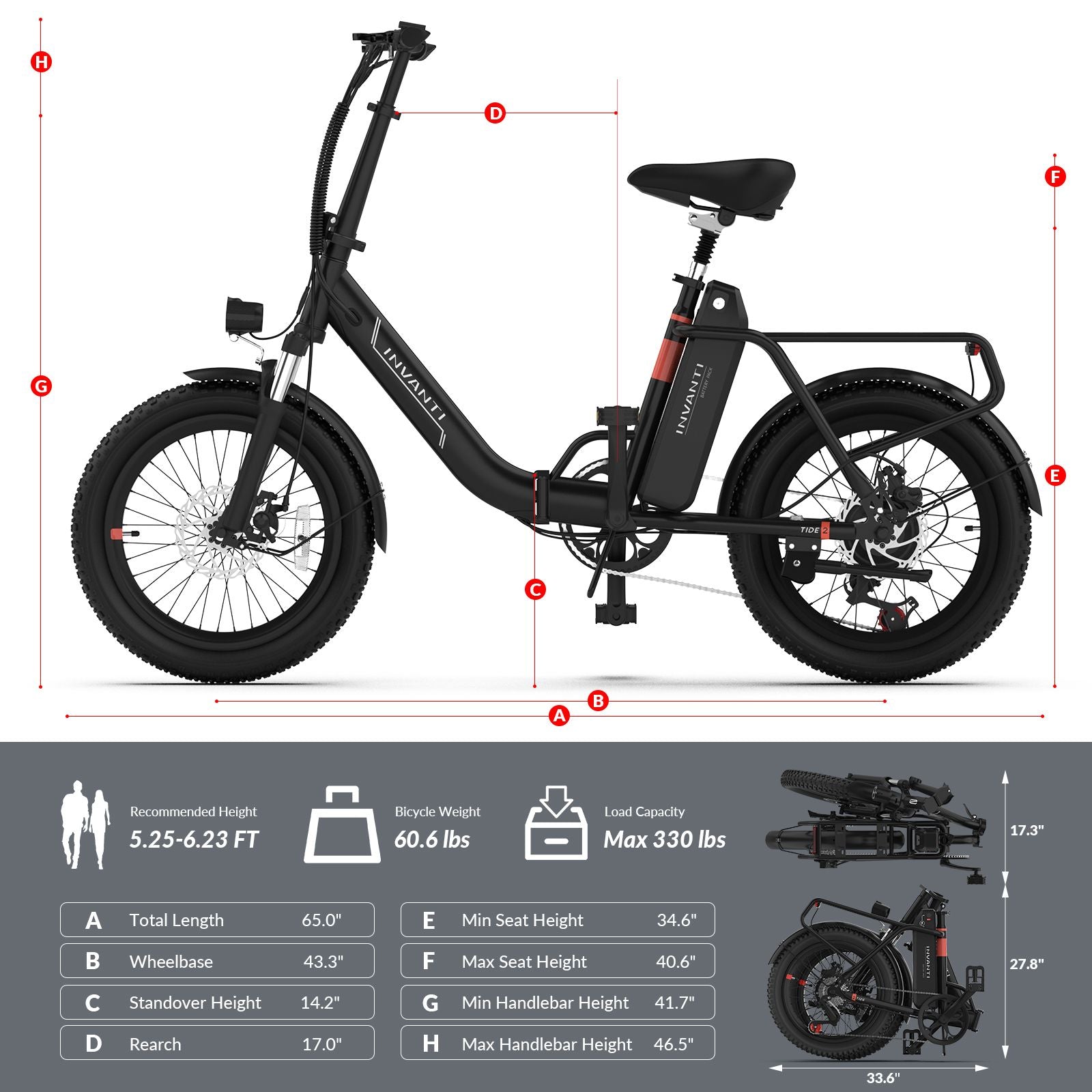 INVANTI EB11 Electric Bike 500W Folding Bike 48V 10.4AH 7S Shimano Electric Bicycle - Discount Msrp 