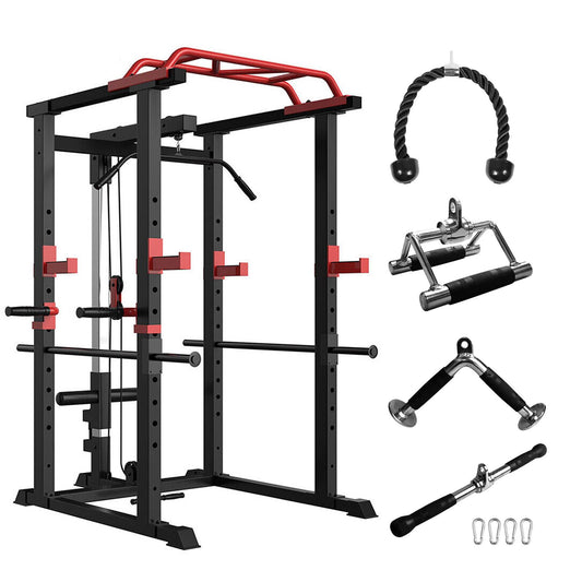 Multi-functional Power Cage,Home Adjustable Pullup Squat Rack 1000Lbs Capacity Comprehensive Fitness Barbell Rack - Discount Msrp 