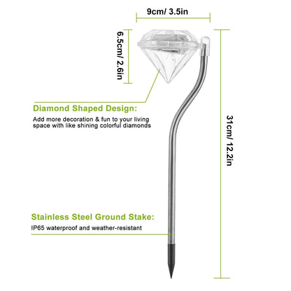 4Pcs Solar Garden Light Outdoor Diamond LED Light IP65 Waterproof Stake Decorative Lamp - Discount Msrp 