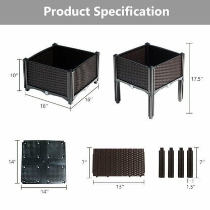 Set of 4 Elevated Flower Vegetable Herb Grow Planter Box - Discount Msrp 