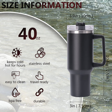 40oz large capacity tumbler With Handle And Straw Lid, Insulated Reusable Stainless Steel Water Bottles Travel Mug Coffee Cup car cup water cup For Men Women Outdoor Camping Driving, gift - Discount Msrp 