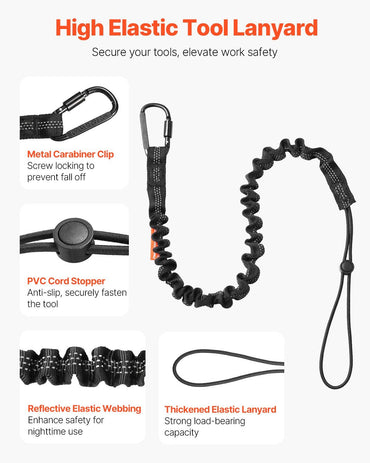 VEVOR 5 Pack Tool Lanyard Fall Protection Tools Leash with Screw Lock Carabiner - Discount Msrp 