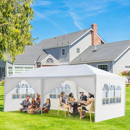 10'x20' Outdoor Party Tent with 6 Removable Sidewalls; Waterproof Canopy Patio Wedding Gazebo; White - Discount Msrp 
