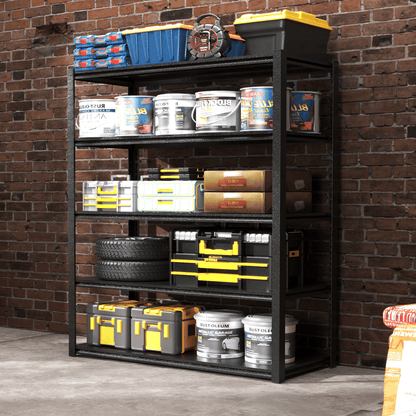 78"H 5 Tier Metal Shelves for Storage Garage Shelving 2000LBS Heavy Duty Storage Shelves Adjustable Garage Shelf Industrial Shelving Unit Storage Utility Rack,47.2"W*18"D*78"H,Black - Discount Msrp 