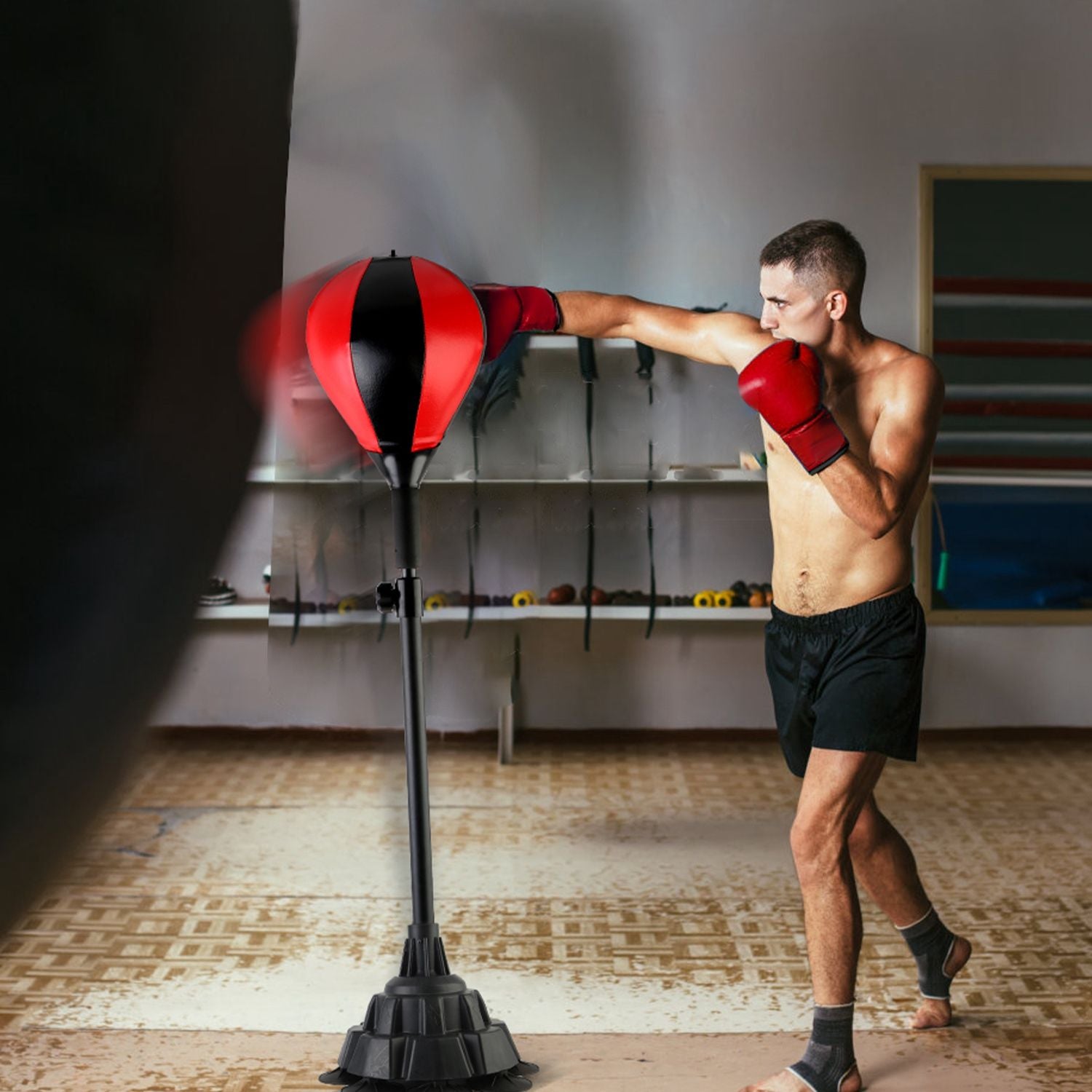 Punching Bag with Stand Free Standing Boxing Ball for Adults 43.3-63in Height Adjustable Boxing Bag with Gloves Wrist Sleeves Stable Suction Base for Fitness Speed Training GPCT5420 - Discount Msrp 