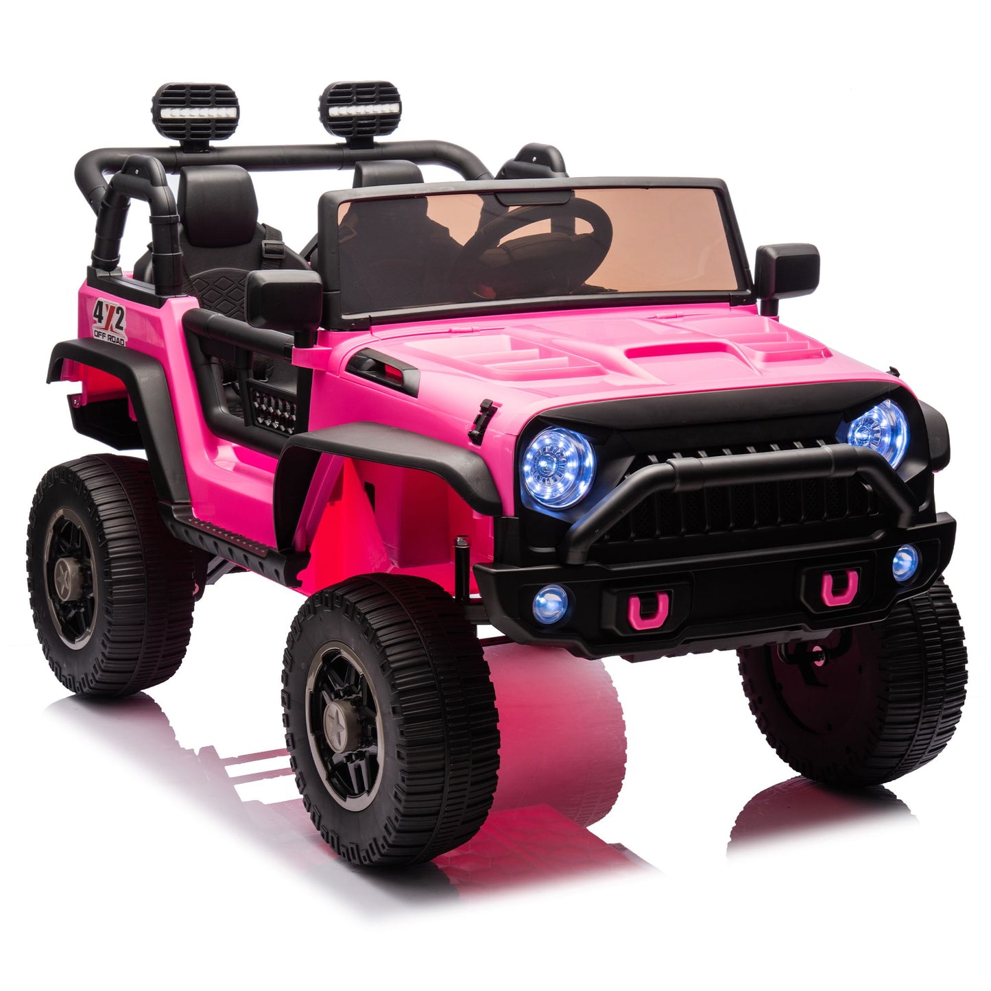 24V Two-Seater Kids Ride On Truck Car W/Parents Control,200w*2,Seat width 20.28in,Four-wheel Suspension,LED Lights,Music,MP3,Bluetooth,Two independent seat belts,Suitable for off-road For Kids Aged 3+ - Discount Msrp 