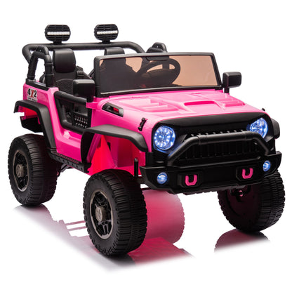 24V Two-Seater Kids Ride On Truck Car W/Parents Control,200w*2,Seat width 20.28in,Four-wheel Suspension,LED Lights,Music,MP3,Bluetooth,Two independent seat belts,Suitable for off-road For Kids Aged 3+ - Discount Msrp 