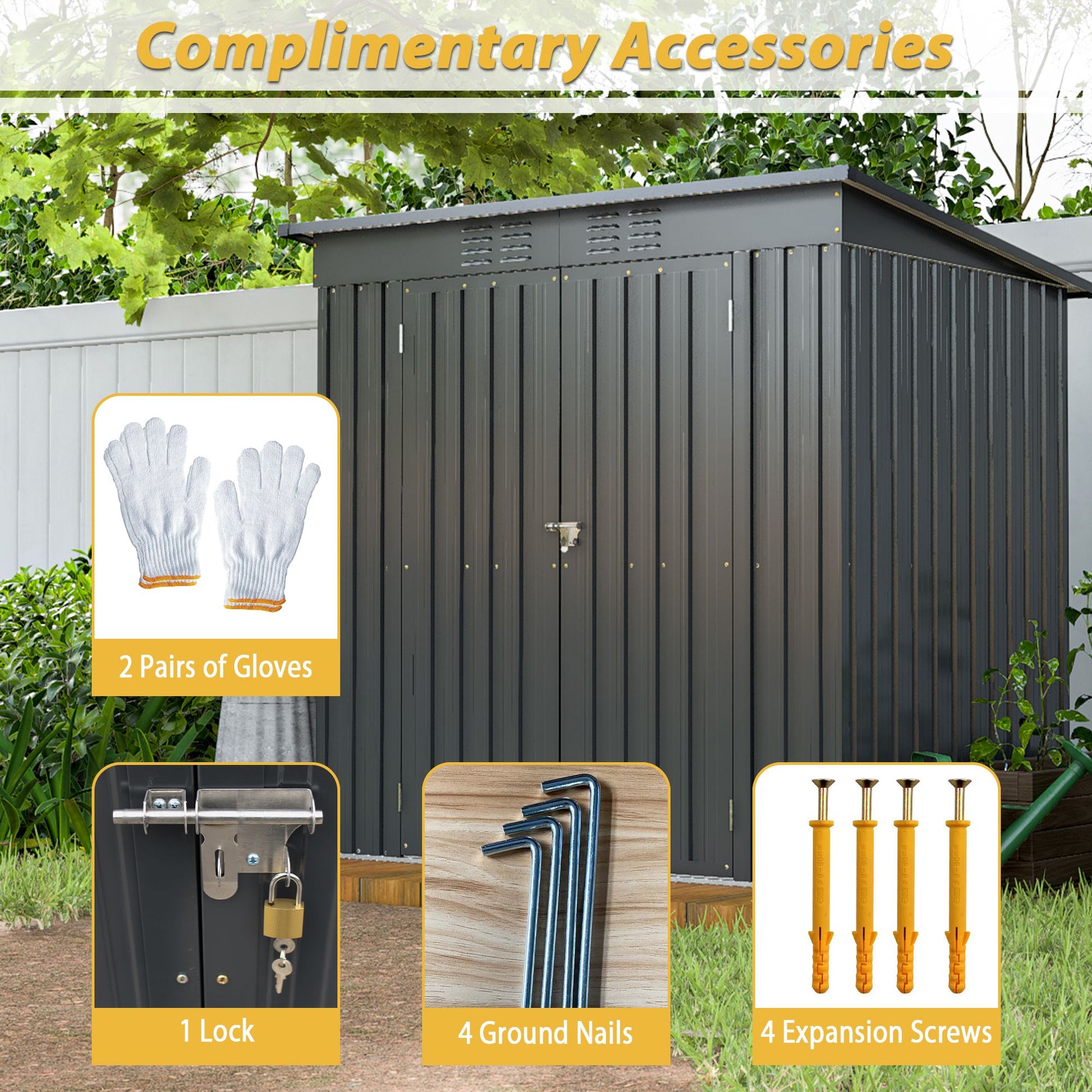 6 x 4 ft Outdoor Storage Shed, All Weather Tool Shed for Garden, Backyard, Lawn, Black - Discount Msrp 